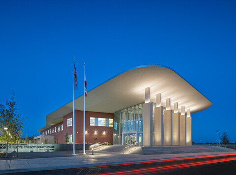 Butte County Superior Court in the evening